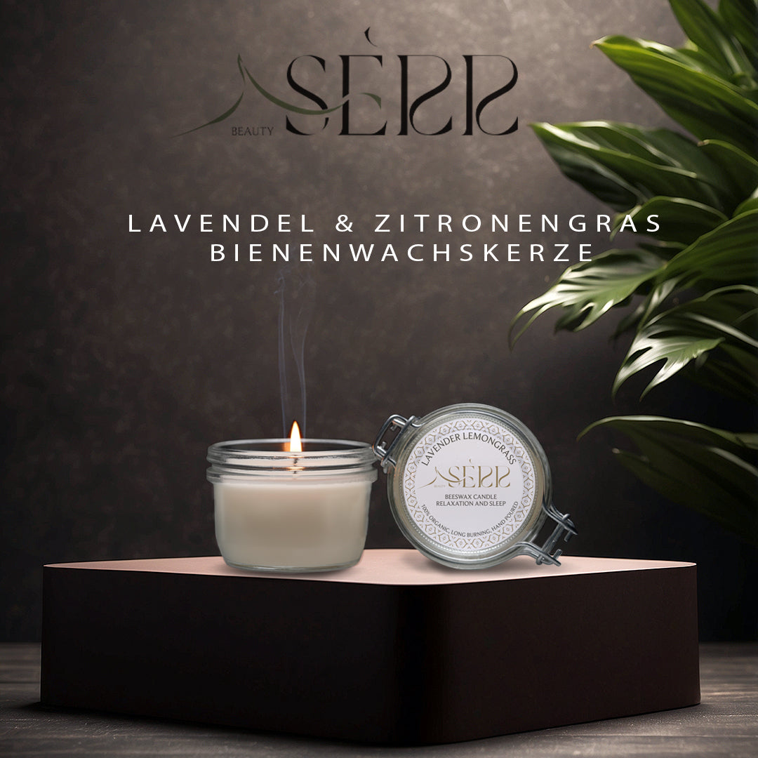 Lavender Lemongrass Beeswax Candle 125g – relaxing & refreshing | SerrBeauty